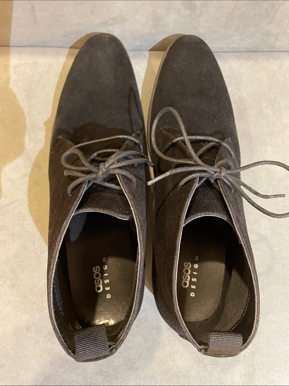 ASOS Design Men's 11 Black Faux-Suede Desert Chukka Boots - Classic Lace-Up